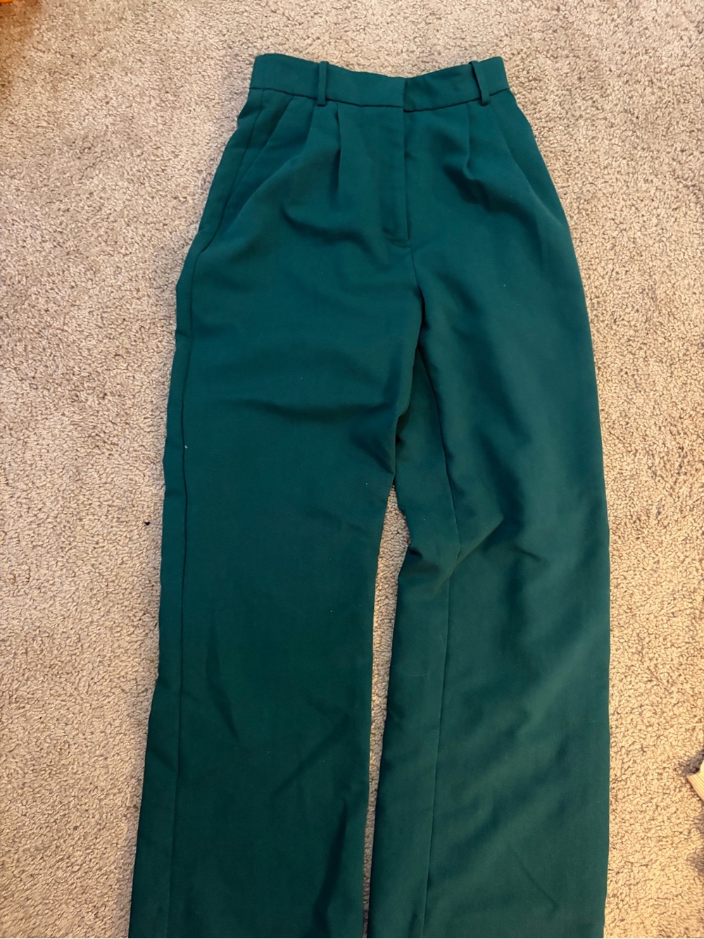 Abercrombie & Fitch Dark Teal High-Waist Wide-Leg Trousers